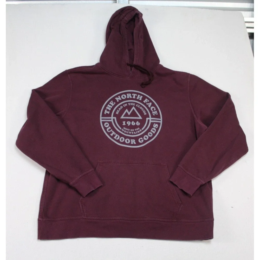 The North Face Men Red Hooded Sweater Casual Long Sleeve Size XL